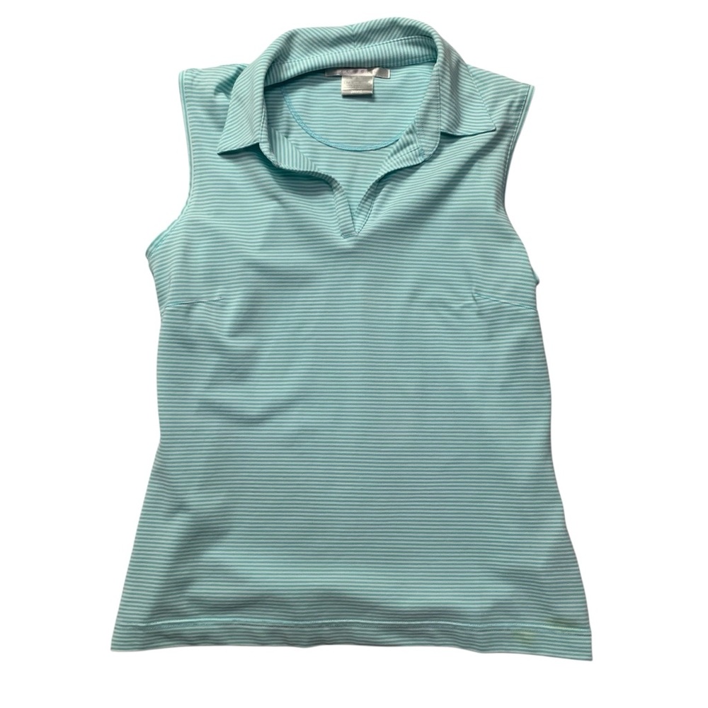 Nike Golf Blue & White Striped Sleeveless Polo Tank Women’s